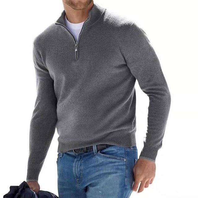 Men's Merino V-Neck Zip Pullover — Soft Breathable Knit 4