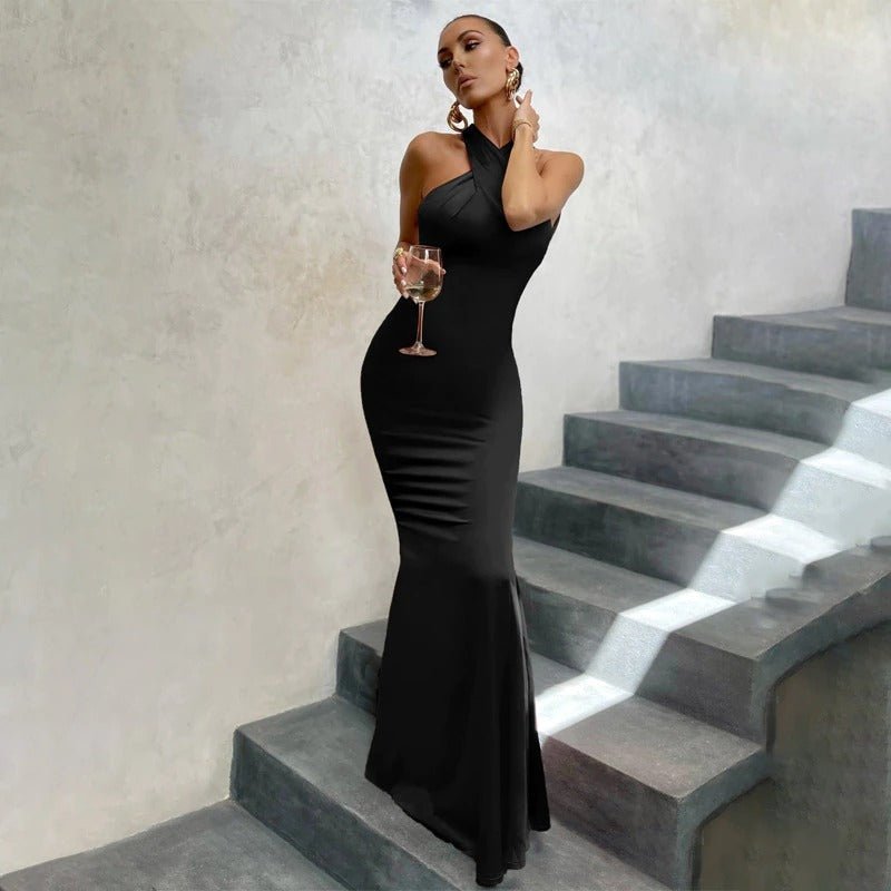 Halter Neck Backless Mermaid Maxi Dress — Evening Formal 5