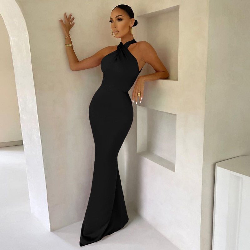 Halter Neck Backless Mermaid Maxi Dress — Evening Formal 6