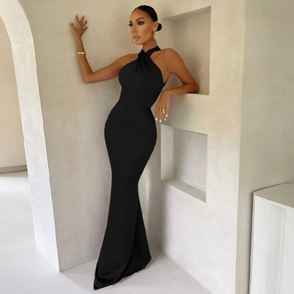 Halter Neck Backless Mermaid Maxi Dress — Evening Formal 6