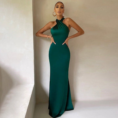 Halter Neck Backless Mermaid Maxi Dress — Evening Formal 1