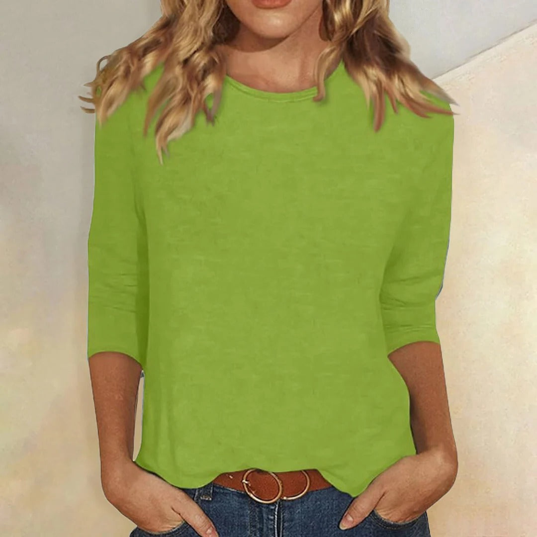 Women's Crew Neck 3/4 Sleeve Top — Relaxed Everyday Casual Fit 6