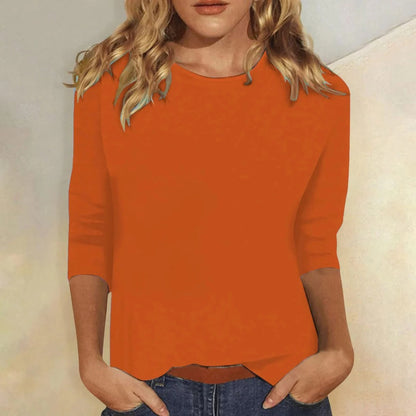 Women's Crew Neck 3/4 Sleeve Top — Relaxed Everyday Casual Fit 8