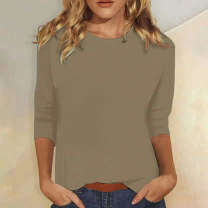 Women's Crew Neck 3/4 Sleeve Top — Relaxed Everyday Casual Fit 7