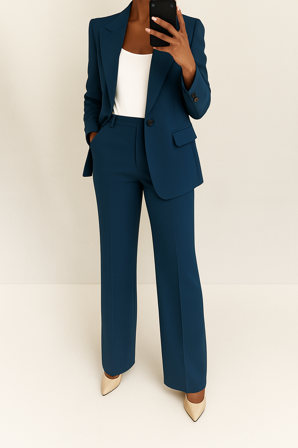 Women's Two-Piece Blazer & Trouser Suit Set — Structured Long Sleeve 7