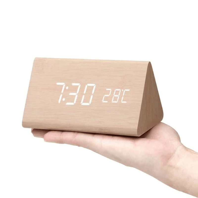 LED Wooden Desk Clock — Voice Control & Alarm Function 11