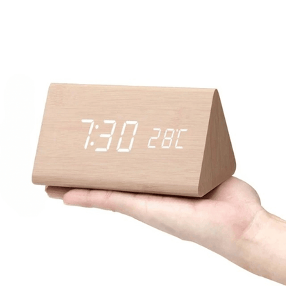 LED Wooden Desk Clock — Voice Control & Alarm Function 11