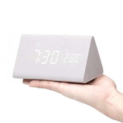 LED Wooden Desk Clock — Voice Control & Alarm Function 13