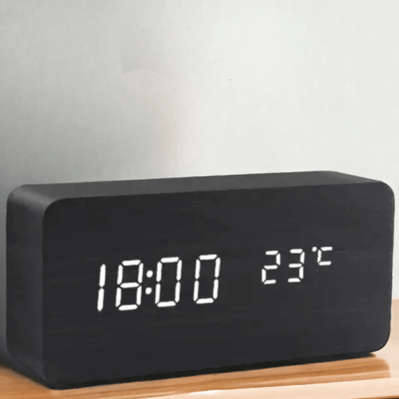 LED Wooden Desk Clock — Voice Control & Alarm Function 5
