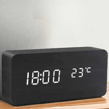 LED Wooden Desk Clock — Voice Control & Alarm Function 5
