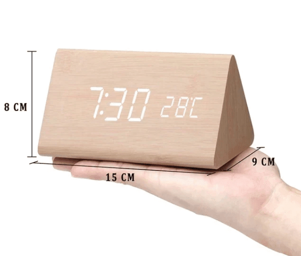 LED Wooden Desk Clock — Voice Control & Alarm Function 6