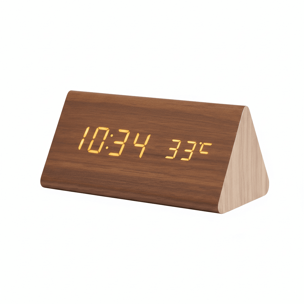 LED Wooden Desk Clock — Voice Control & Alarm Function 7