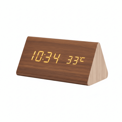 LED Wooden Desk Clock — Voice Control & Alarm Function 7