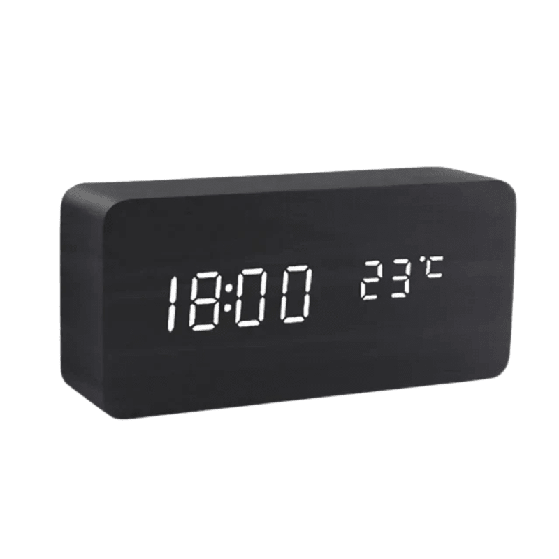 LED Wooden Desk Clock — Voice Control & Alarm Function 8