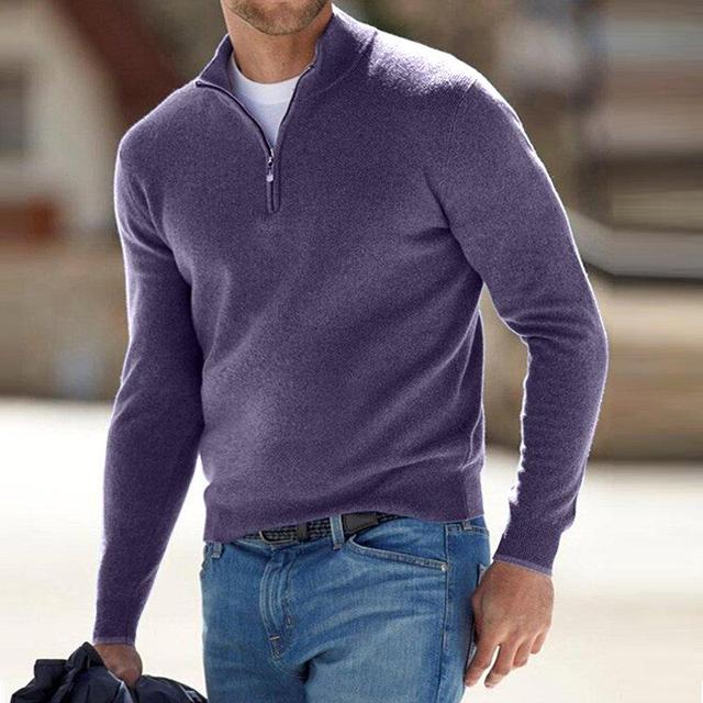 Men's Merino V-Neck Zip Pullover — Soft Breathable Knit 8