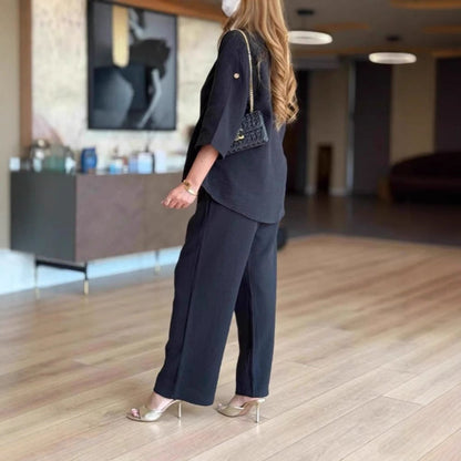 Women's 3/4 Sleeve Tunic & Wide Leg Palazzo Pants Set 4