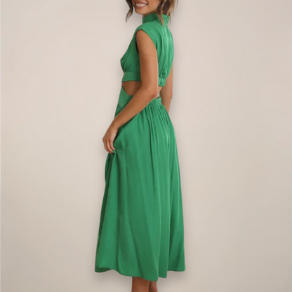 Maxi Dress with Cap Sleeves & Cut-Out Waist | Women 10