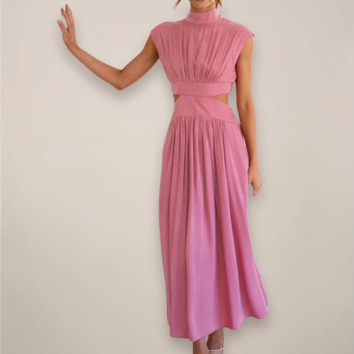 Maxi Dress with Cap Sleeves & Cut-Out Waist | Women 5
