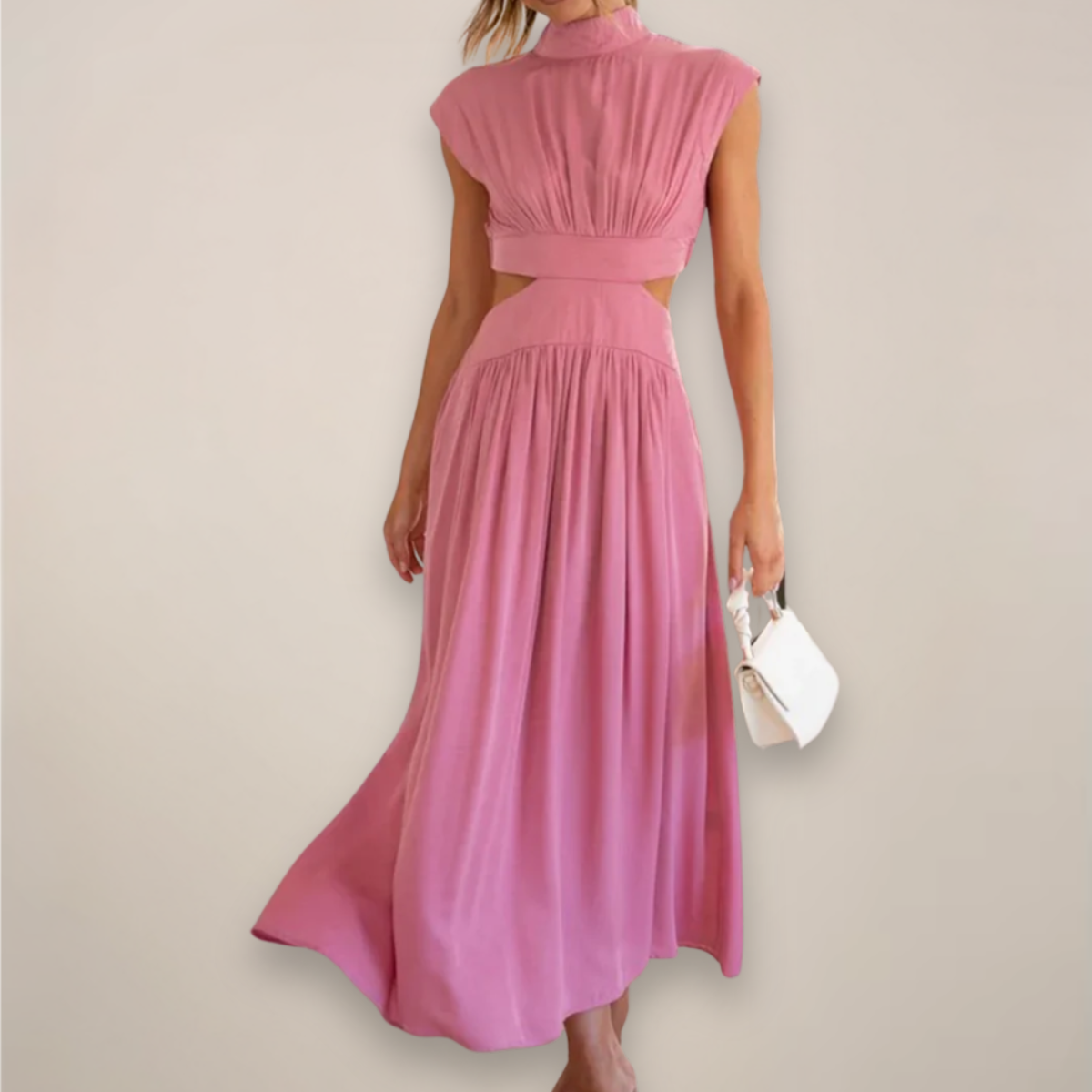 Maxi Dress with Cap Sleeves & Cut-Out Waist | Women 6