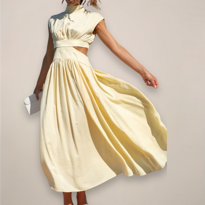 Maxi Dress with Cap Sleeves & Cut-Out Waist | Women 7