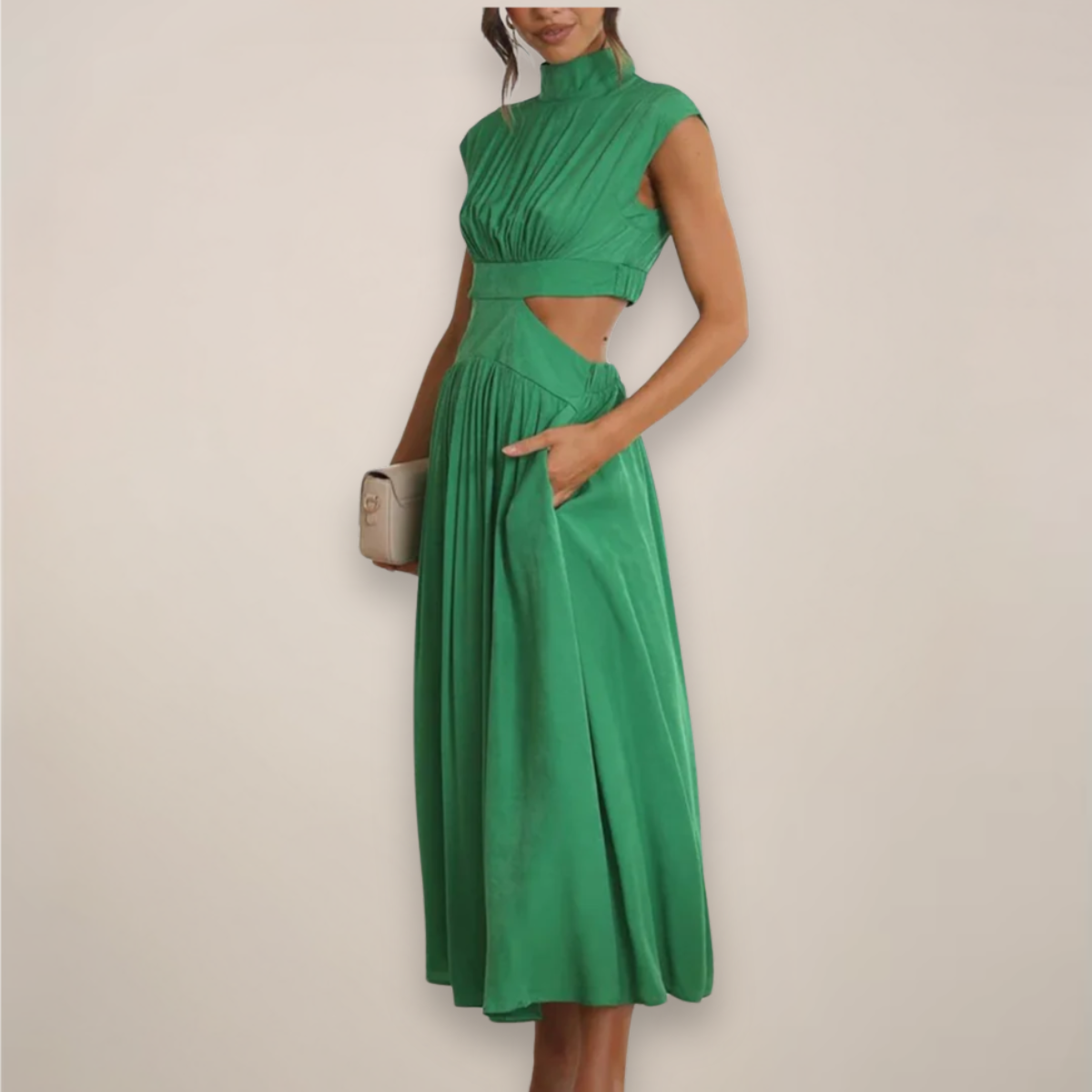 Maxi Dress with Cap Sleeves & Cut-Out Waist | Women 9