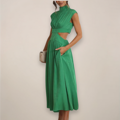 Maxi Dress with Cap Sleeves & Cut-Out Waist | Women 9