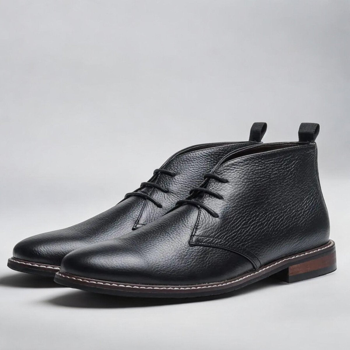 Men's Faux Leather Chukka Ankle Boots — Lace-Up Style 2