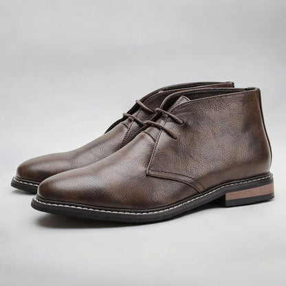 Men's Faux Leather Chukka Ankle Boots — Lace-Up Style 3