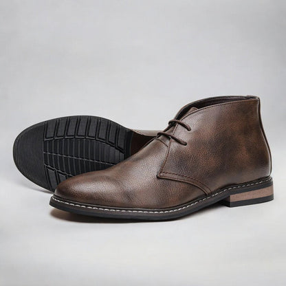 Men's Faux Leather Chukka Ankle Boots — Lace-Up Style 4