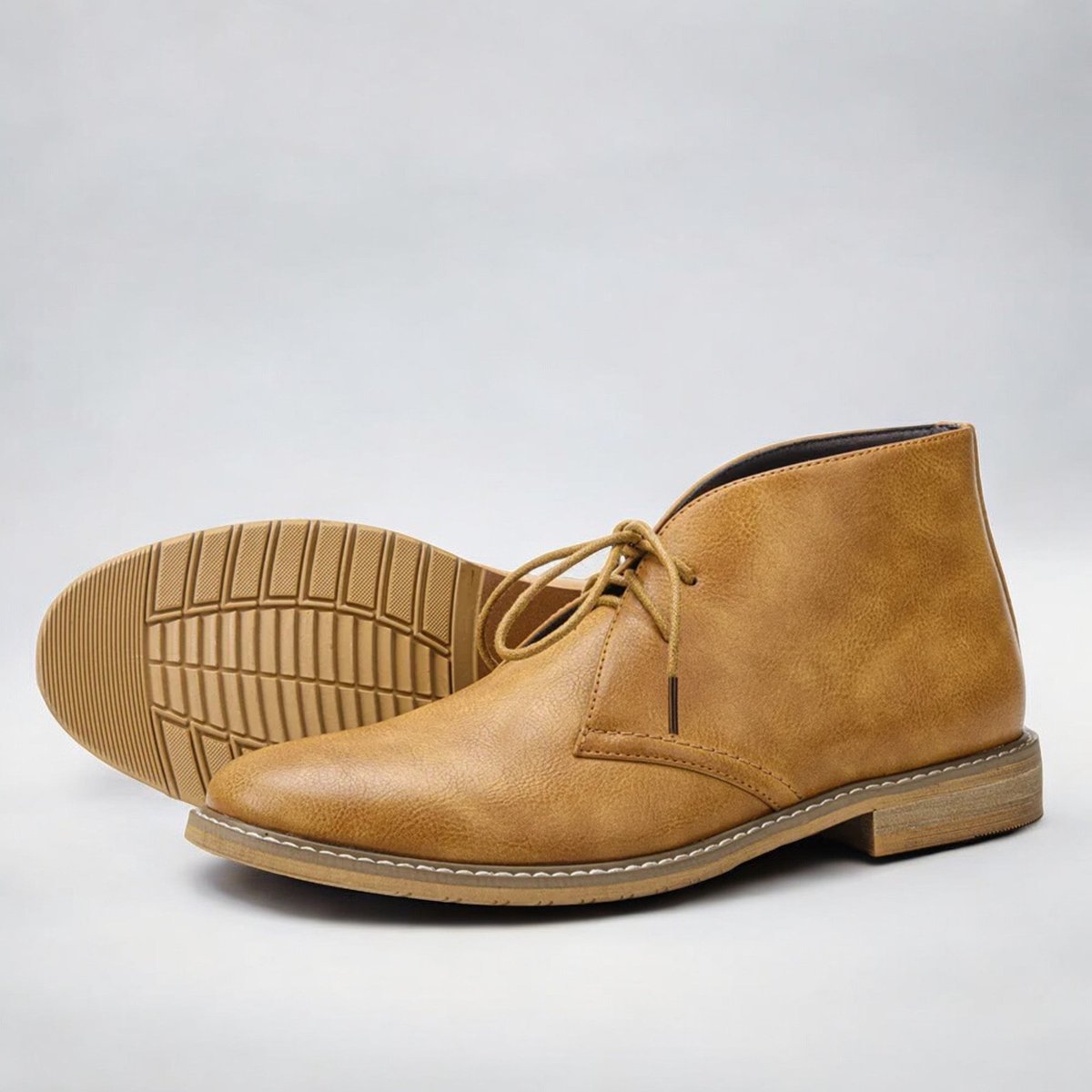 Men's Faux Leather Chukka Ankle Boots — Lace-Up Style 5
