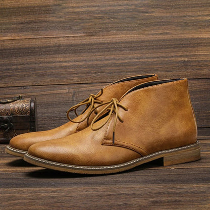 Men's Faux Leather Chukka Ankle Boots — Lace-Up Style 1