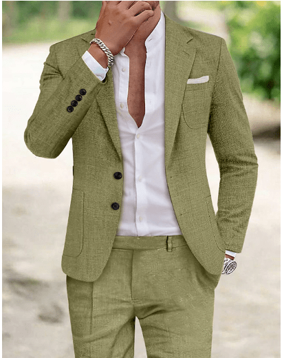 Men's Linen Two-Piece Suit — Slim Fit Breathable Set 1