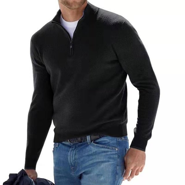 Men's Merino V-Neck Zip Pullover — Soft Breathable Knit 2