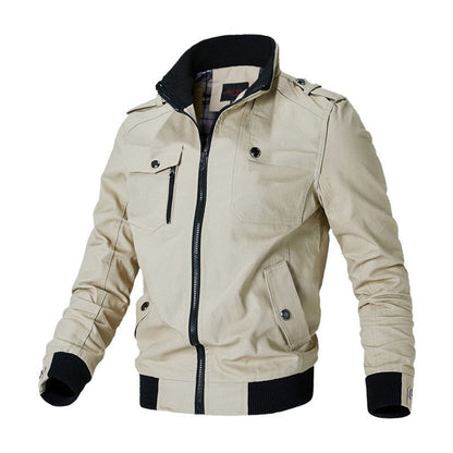 Men's Military Zip-Up Bomber Jacket — Ribbed Cuffs & Pockets 2