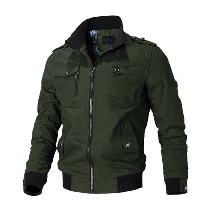 Men's Military Zip-Up Bomber Jacket — Ribbed Cuffs & Pockets 3