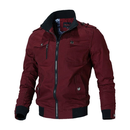 Men's Military Zip-Up Bomber Jacket — Ribbed Cuffs & Pockets 4