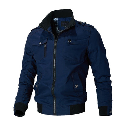 Men's Military Zip-Up Bomber Jacket — Ribbed Cuffs & Pockets 5