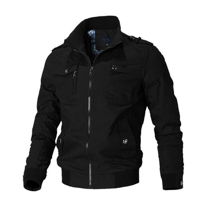 Men's Military Zip-Up Bomber Jacket — Ribbed Cuffs & Pockets 1