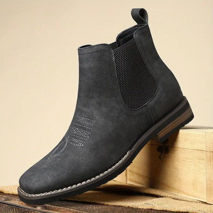 Men's Western Chelsea Slip-On Ankle Boots — Block Heel 13