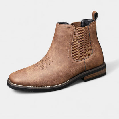 Men's Western Chelsea Slip-On Ankle Boots — Block Heel 1