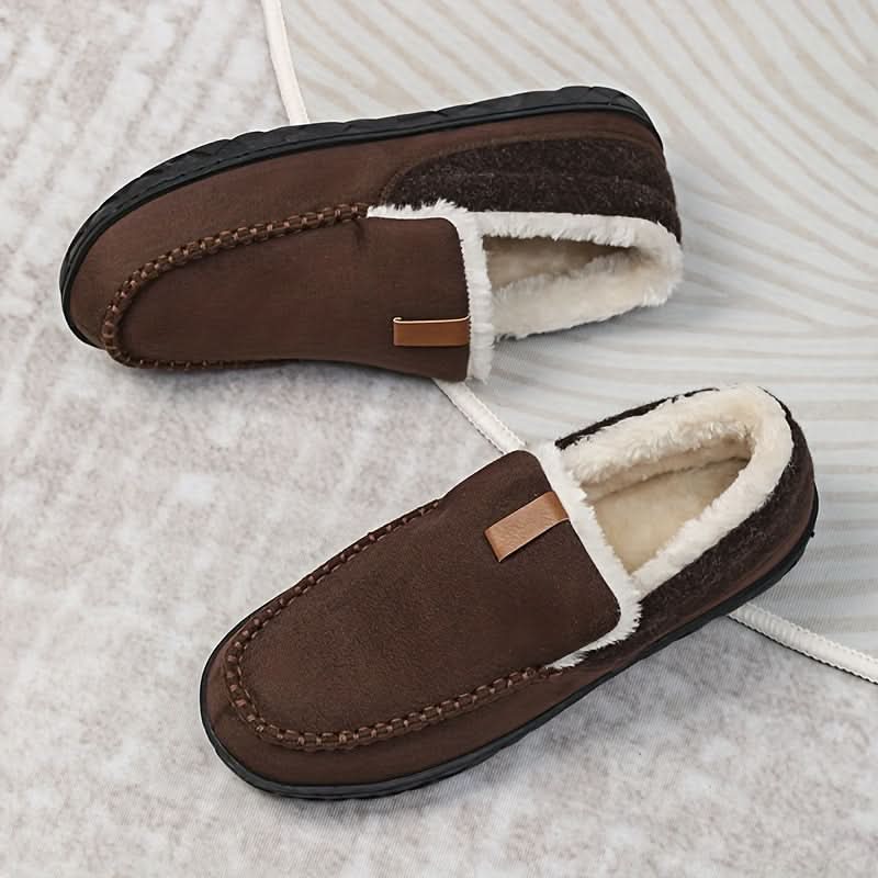 Men's Wool-Lined Slip-On Loafer — Warm Indoor House Shoe 10