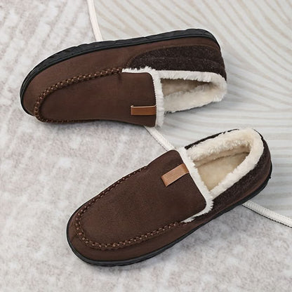 Men's Wool-Lined Slip-On Loafer — Warm Indoor House Shoe 10