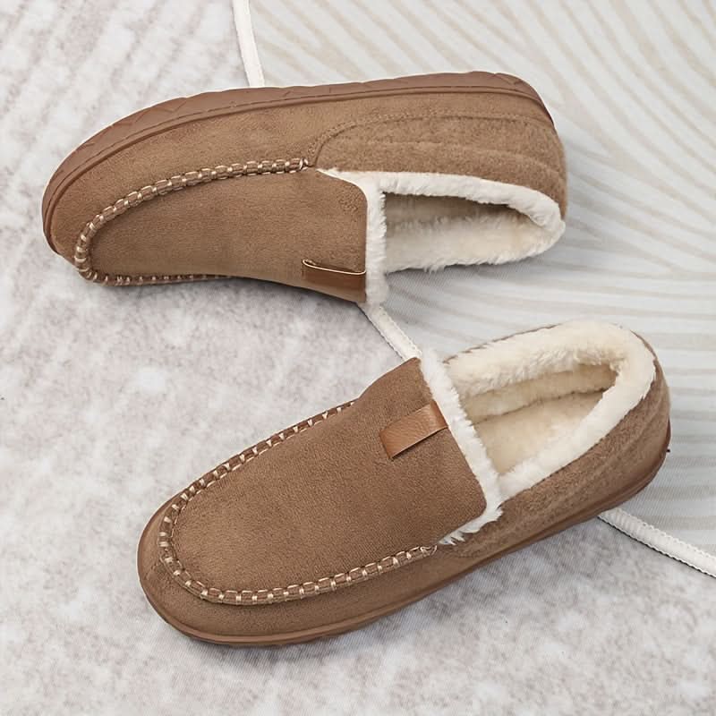 Men's Wool-Lined Slip-On Loafer — Warm Indoor House Shoe 11