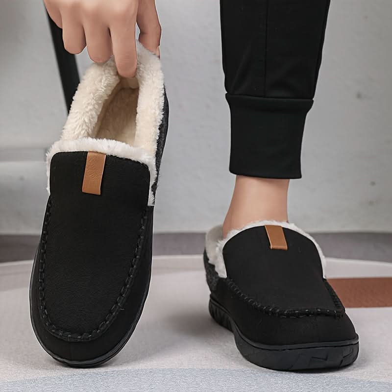 Men's Wool-Lined Slip-On Loafer — Warm Indoor House Shoe 6