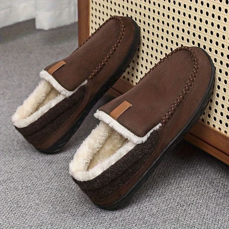 Men's Wool-Lined Slip-On Loafer — Warm Indoor House Shoe 7