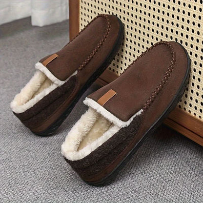 Men's Wool-Lined Slip-On Loafer — Warm Indoor House Shoe 7