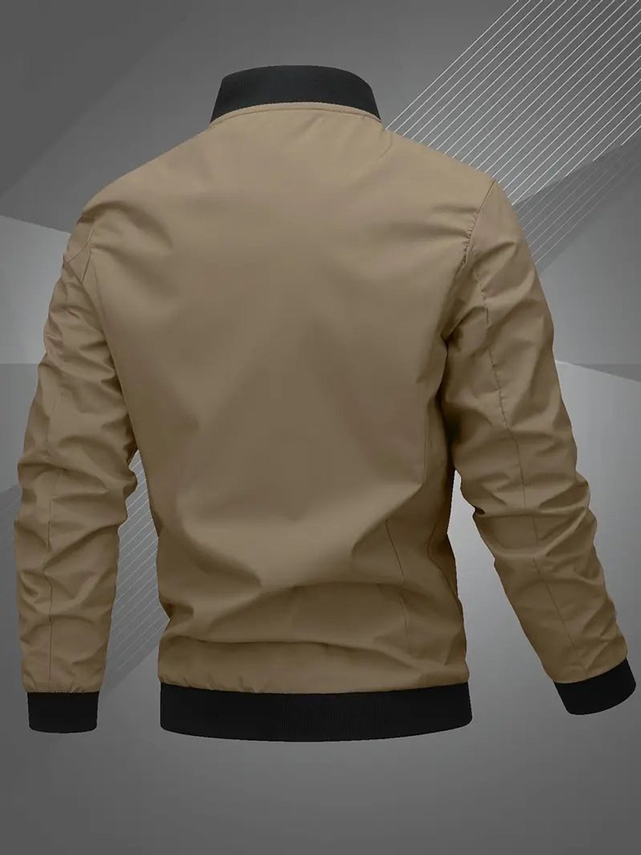 Men's Zip-Up Bomber Jacket — Ribbed Baseball Collar 10