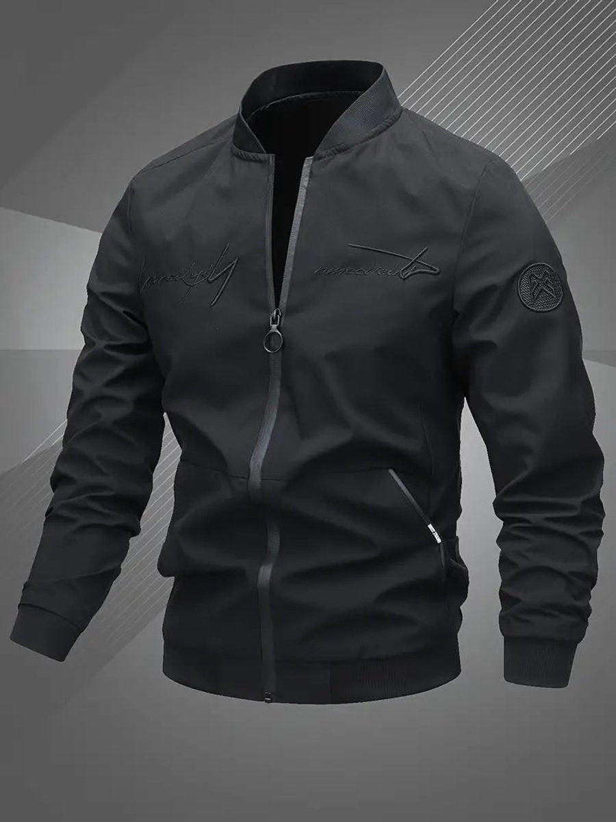 Men's Zip-Up Bomber Jacket — Ribbed Baseball Collar 2