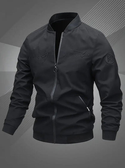 Men's Zip-Up Bomber Jacket — Ribbed Baseball Collar 2