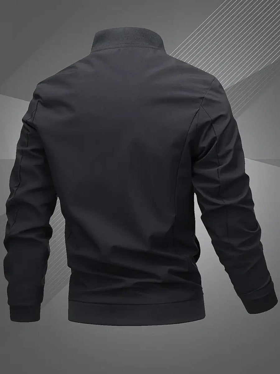 Men's Zip-Up Bomber Jacket — Ribbed Baseball Collar 3
